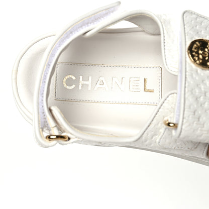 Chanel Calfskin Printed Velcro Dad Sandals 35 White 8 of 9