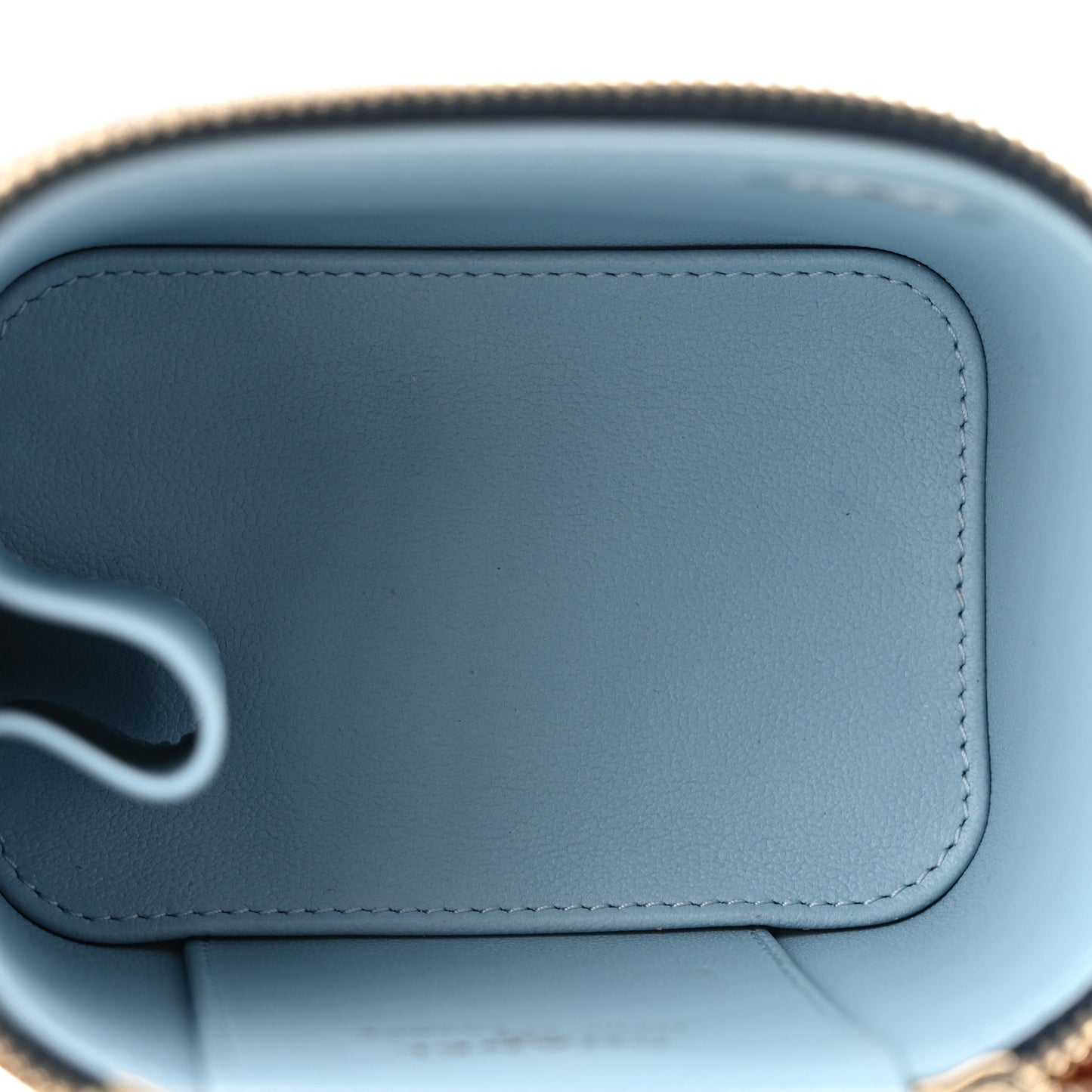 Lambskin Quilted Top Handle Mini Vanity Case With Chain Dark Blue Light Blue