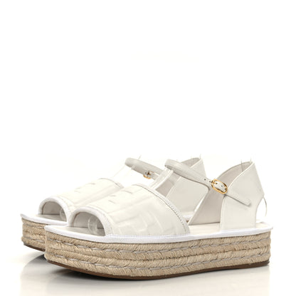 Fendi Nappa FF Embossed Espadrille Platform Sandals 36.5 Snow 3 of 8