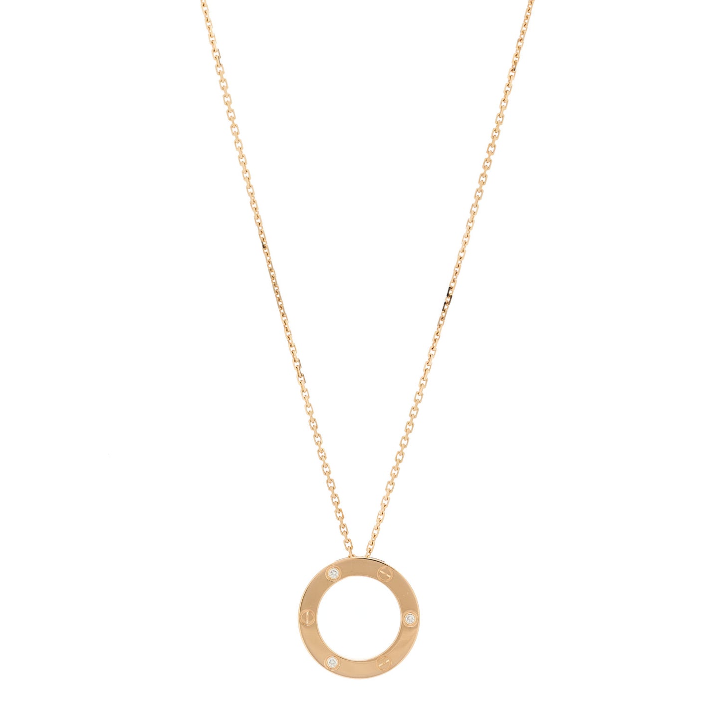 18K Pink Gold 3 Diamonds LOVE Pendant Necklace
