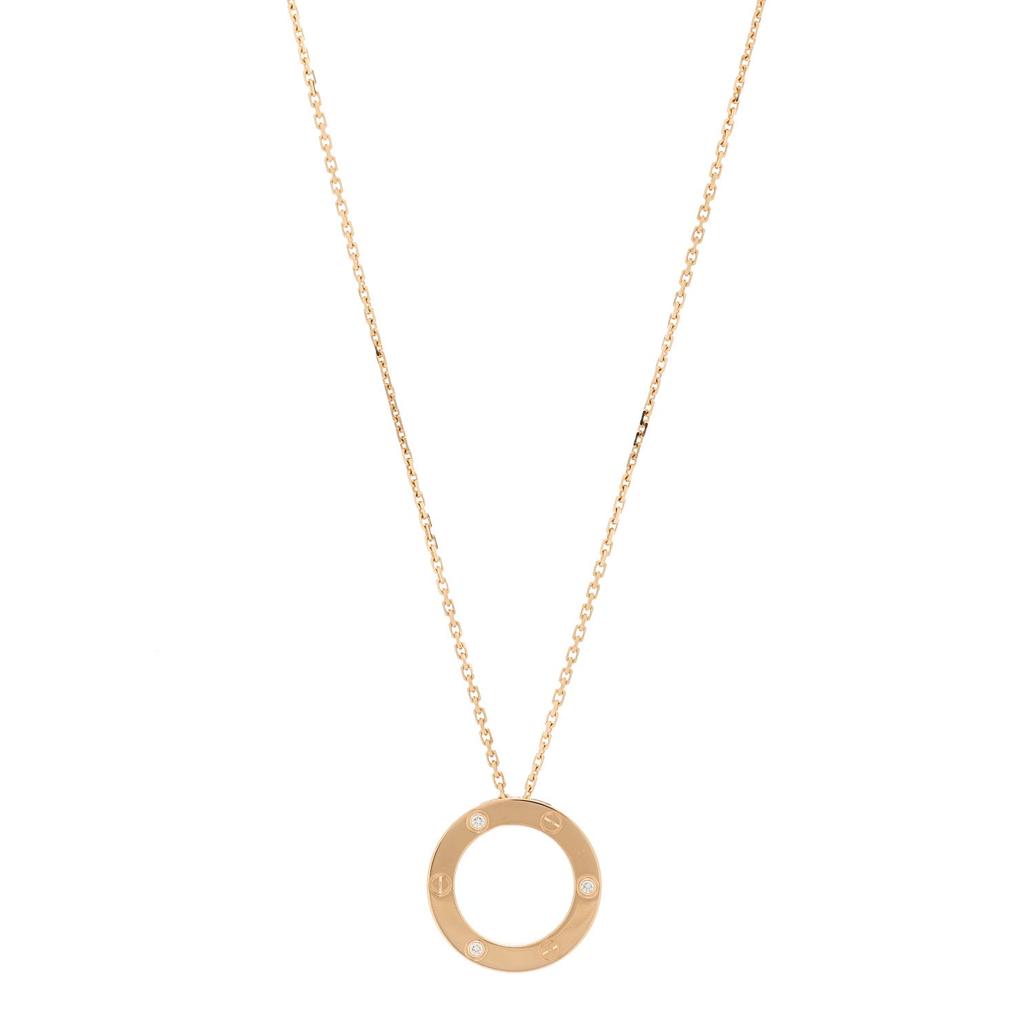 Cartier 18K Pink Gold 3 Diamonds LOVE Pendant Necklace 1 of 7