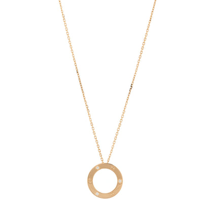 Cartier 18K Pink Gold 3 Diamonds LOVE Pendant Necklace 1 of 7