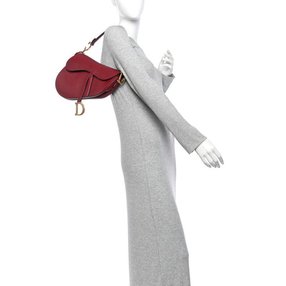 Christian Dior Grained Calfskin Saddle Bag Red 2 of 12