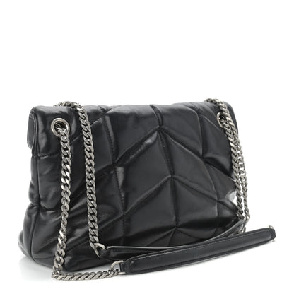 Saint Laurent Lambskin Quilted Small Loulou Puffer Monogram Chain Satchel Black 3 of 9