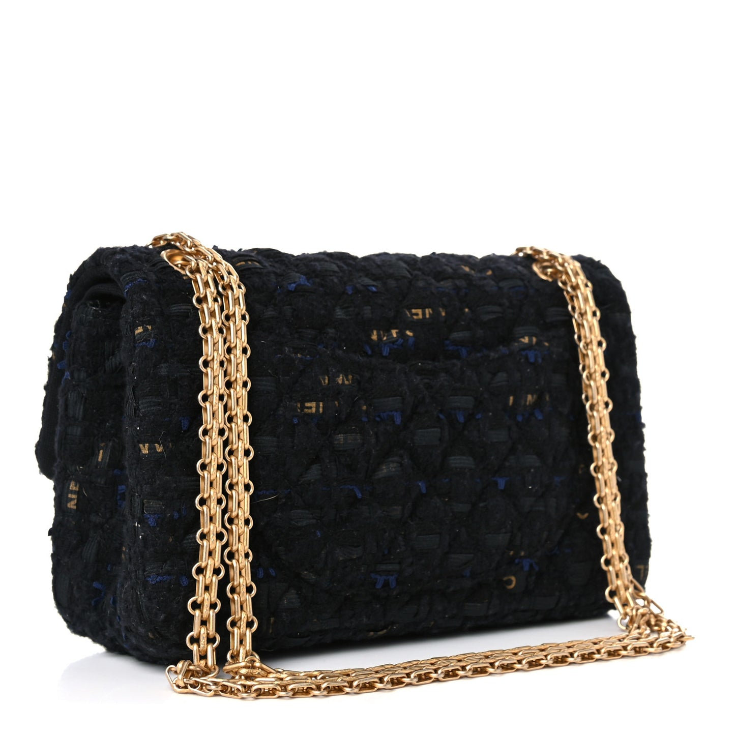 Tweed Quilted 2.55 Reissue 225 Flap Black Gold Navy