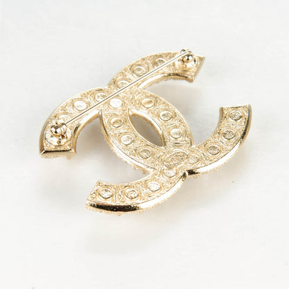 Chanel Pearl Crystal CC Brooch Gold 3 of 5