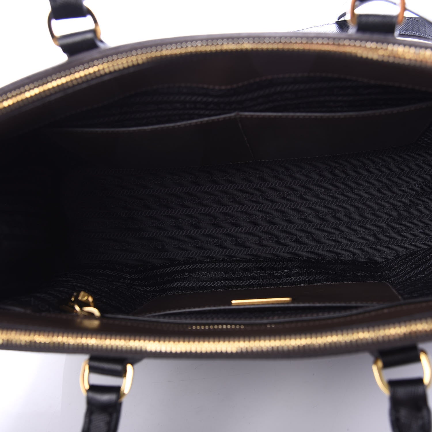 Prada Saffiano Lux Bi-Color Medium Galleria Double Zip Tote Caffe Black 5 of 10