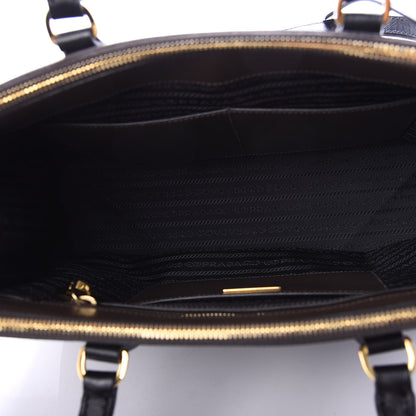 Prada Saffiano Lux Bi-Color Medium Galleria Double Zip Tote Caffe Black 5 of 10