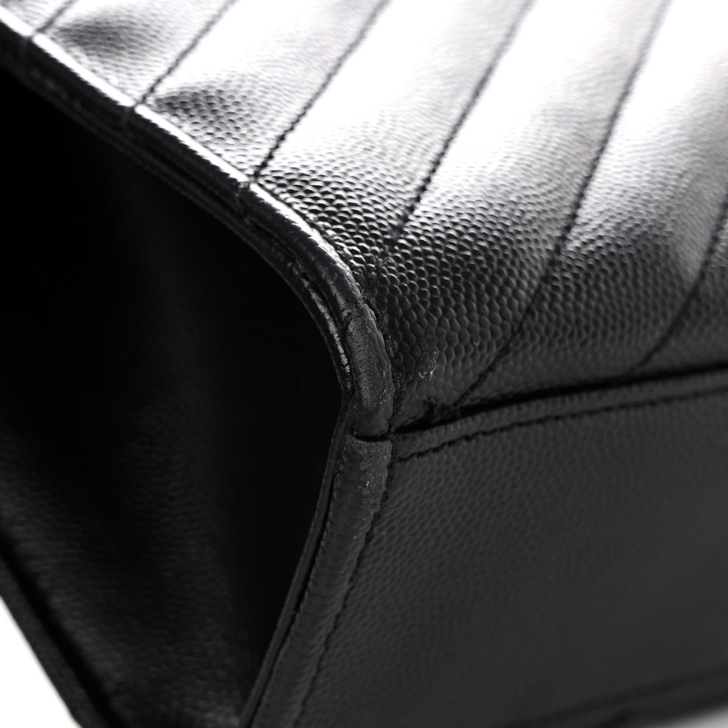Saint Laurent Grain De Poudre Matelasse Chevron Large Monogram Satchel Black 11 of 11