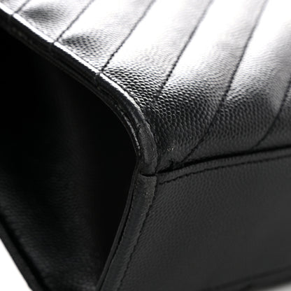 Saint Laurent Grain De Poudre Matelasse Chevron Large Monogram Satchel Black 11 of 11