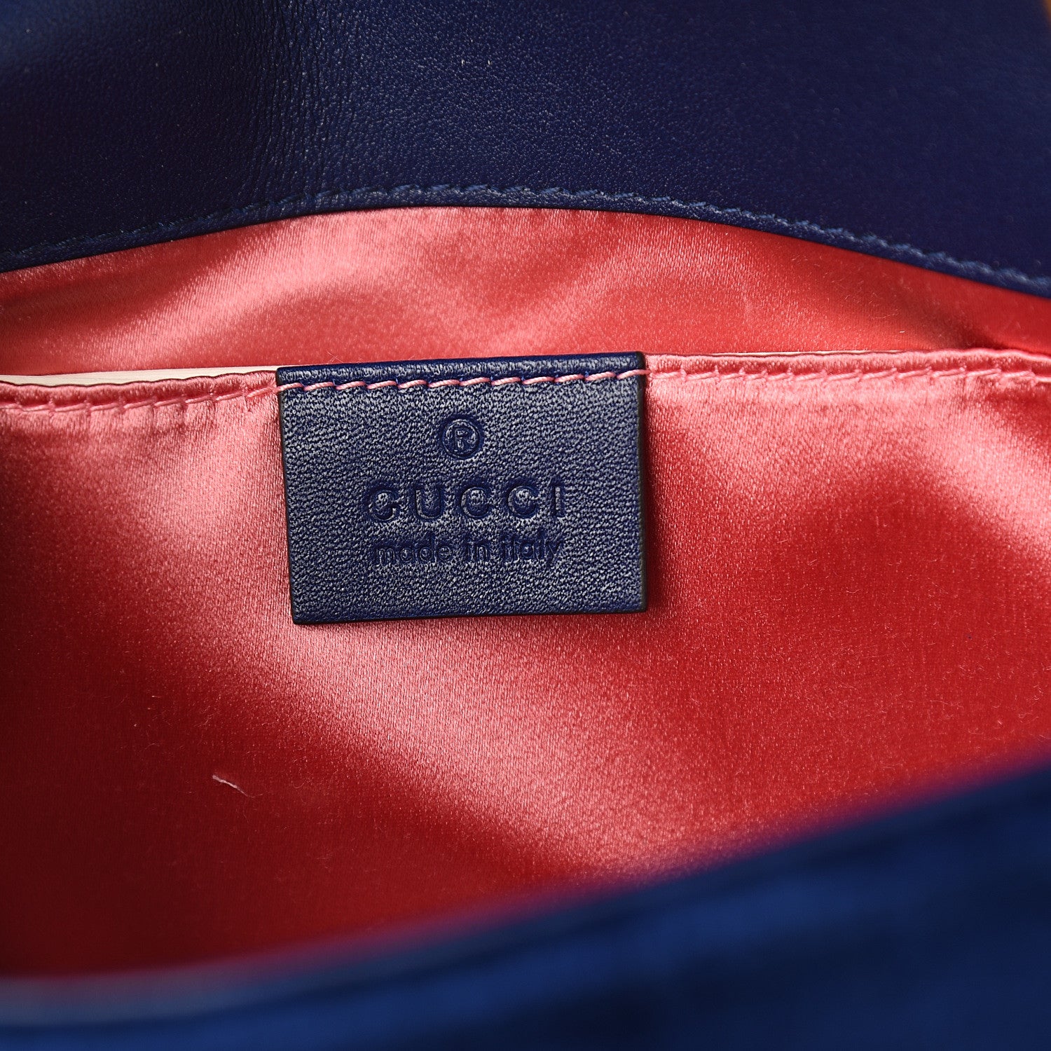 Gucci Velvet Matelasse Mini GG Marmont Shoulder Bag Cobalt Blue 5 of 9