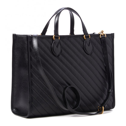 Gucci Azalea Calfskin Matelasse Diagonal GG Marmont Tote Bag Black 3 of 11