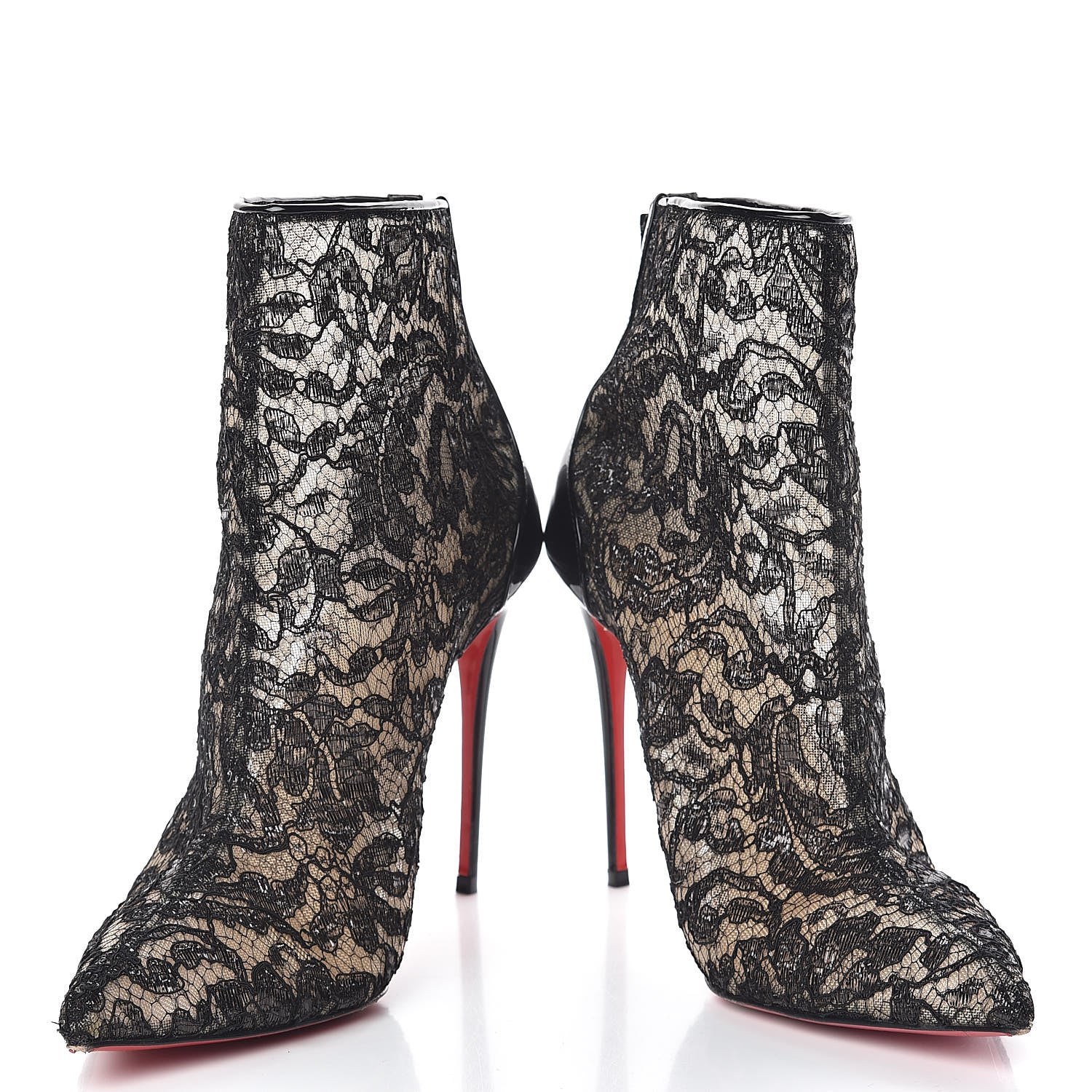 Christian Louboutin Patent Rete Lace Dentelle Psybootie 100 Ankle Boots 39.5 Black 5 of 14