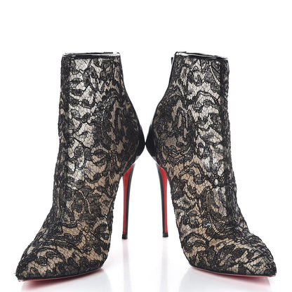 Christian Louboutin Patent Rete Lace Dentelle Psybootie 100 Ankle Boots 39.5 Black 5 of 14