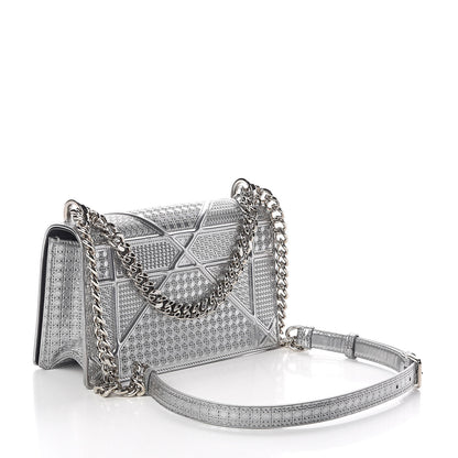 Christian Dior Metallic Patent Micro-Cannage Small Diorama Flap Bag Silver 3 of 9