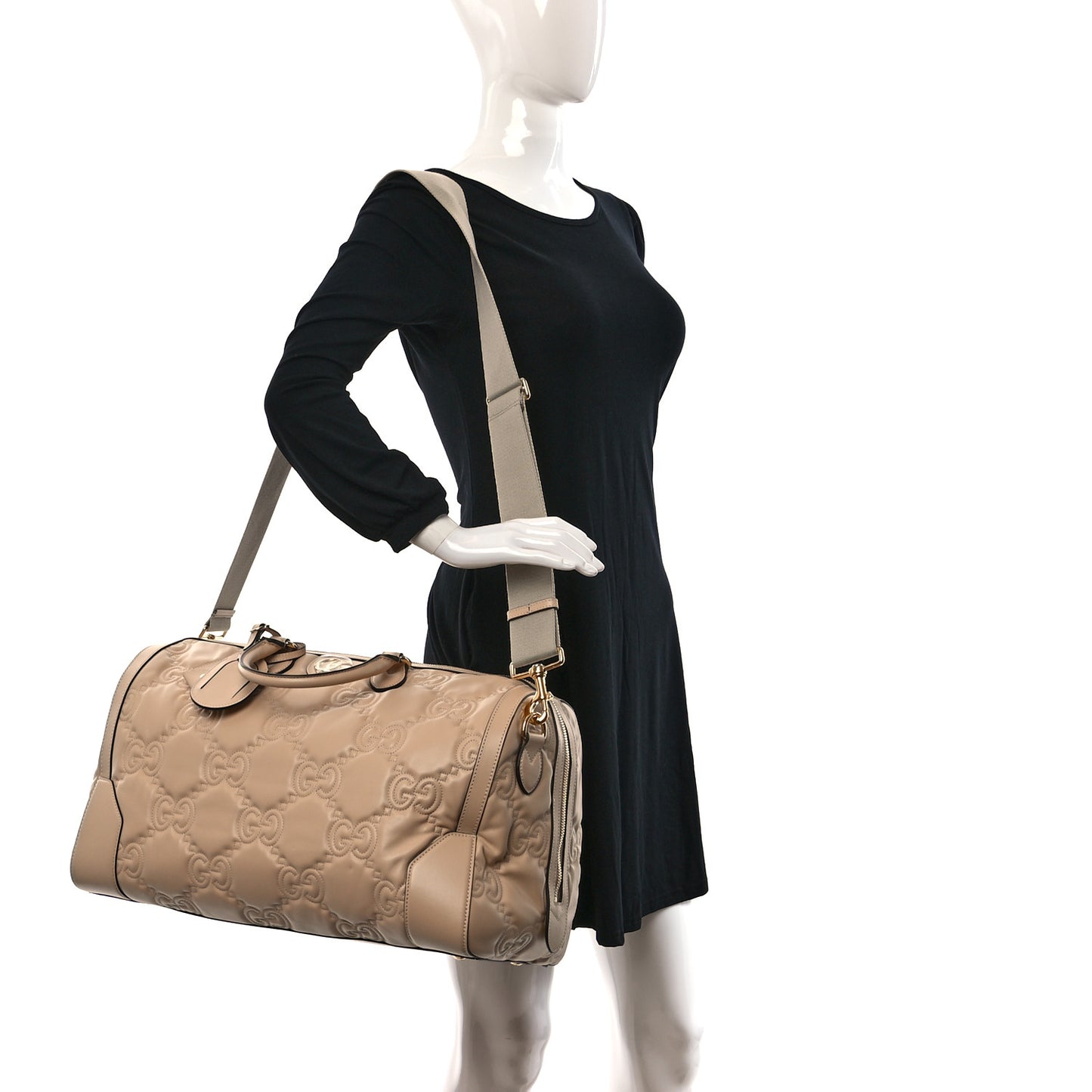 Calfskin GG Matelasse Medium Duffle Bag Naturale