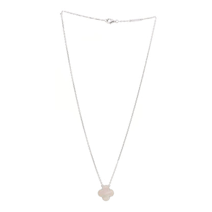 Van Cleef & Arpels 18K White Gold Mother of Pearl Vintage Alhambra Pendant Necklace 3 of 5