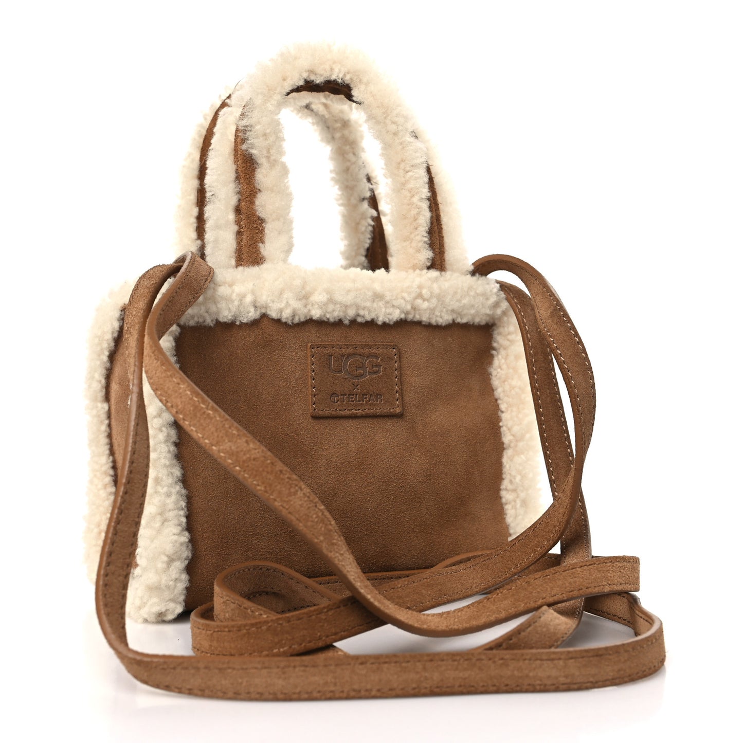 X UGG Suede shearling Small Shopping Bag Chestnut