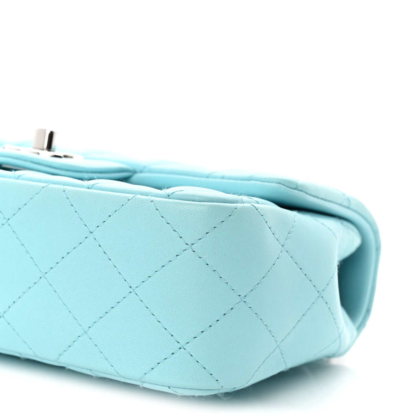 Lambskin Quilted Mini Rectangular Flap Neon Blue