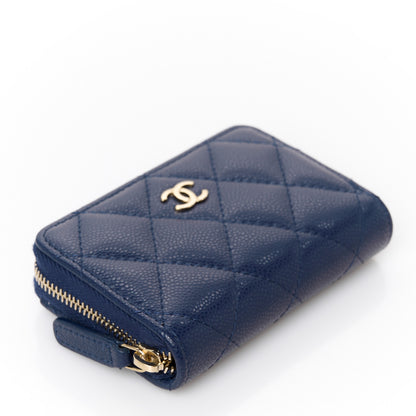Chanel Caviar Quilted Zip Around Coin Purse Wallet Navy 4 of 8