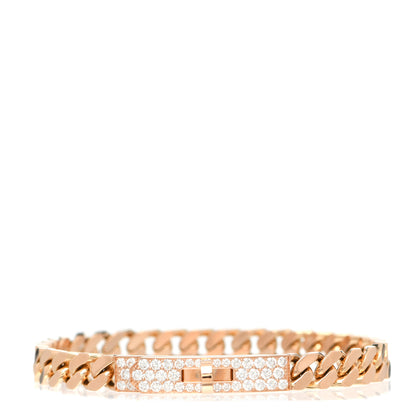 Hermes 18K Rose Gold Diamond PM Kelly Gourmette Bracelet LG 1 of 5