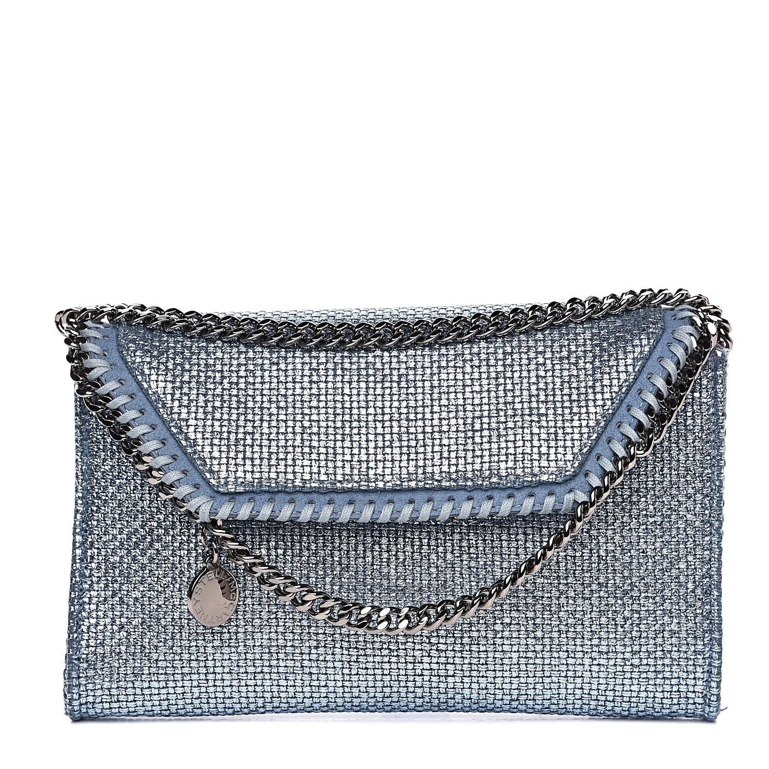 Stella McCartney Metallic Woven Raffia Falabella Mini Crossbody Blue 1 of 8