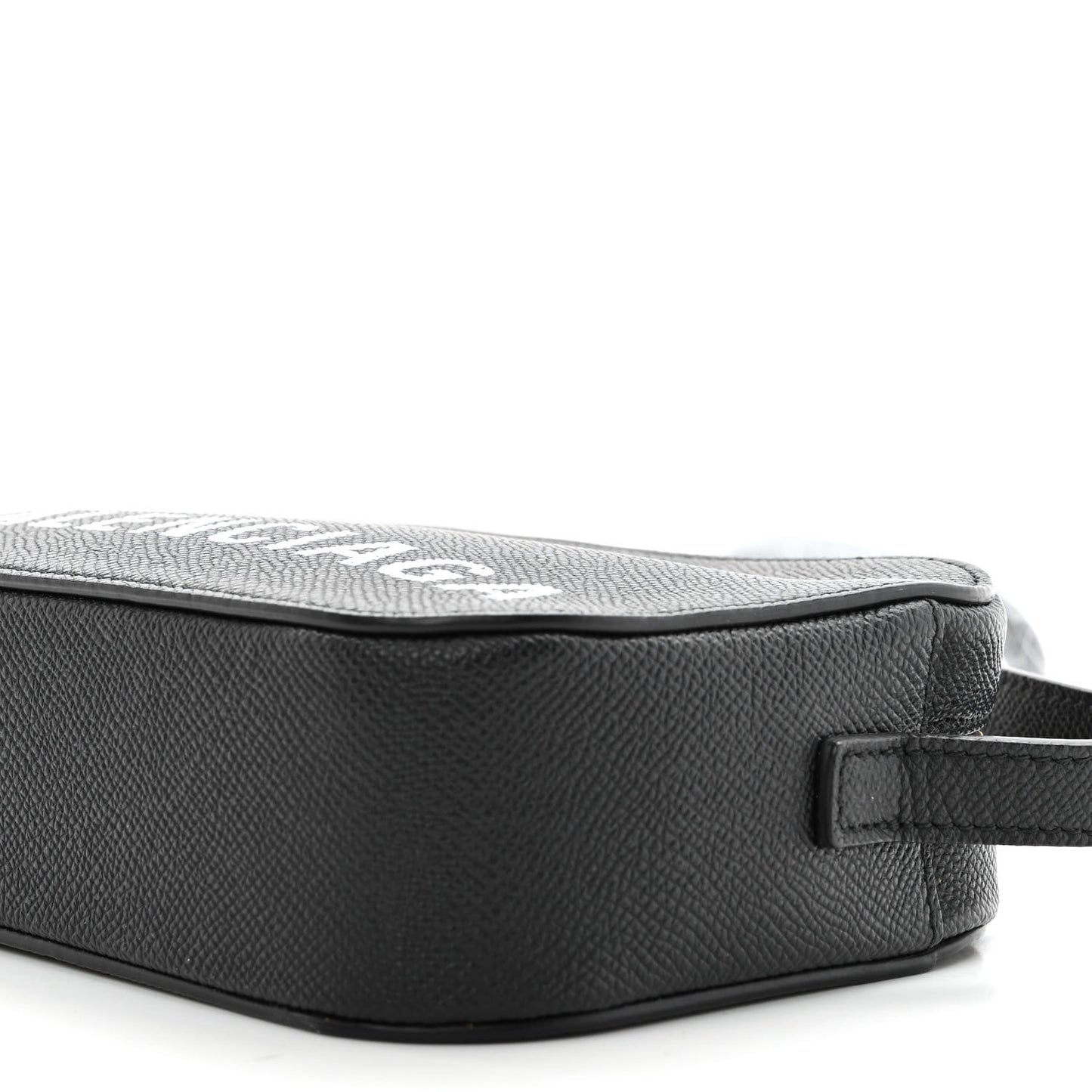 Signature Grained Calfskin Logo XS Ville Camera Bag Black White