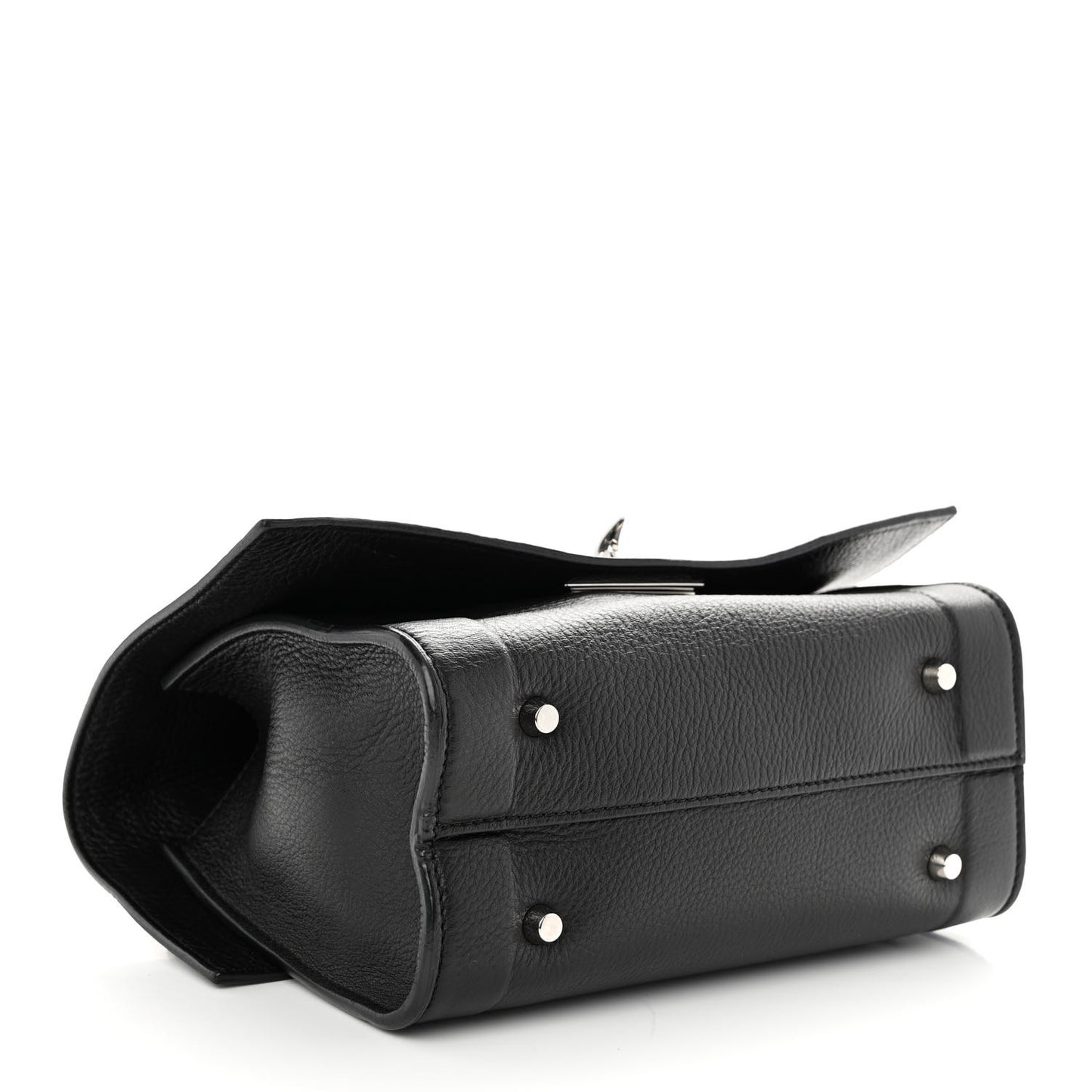 Grained Calfskin Mini Shark Lock Satchel Black