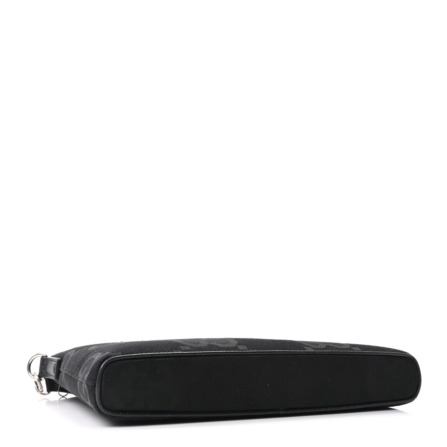 Gucci Monogram Jumbo GG Textured Dollar Calfskin Wristlet Messenger Bag Black 4 of 10