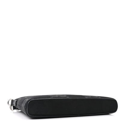 Gucci Monogram Jumbo GG Textured Dollar Calfskin Wristlet Messenger Bag Black 4 of 10