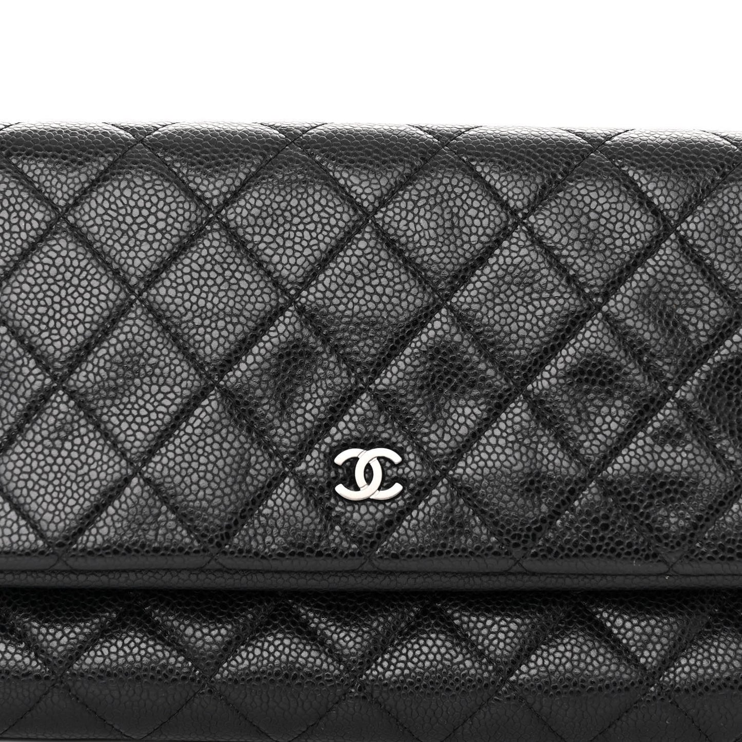 Caviar Quilted CC Beauty Clutch Black