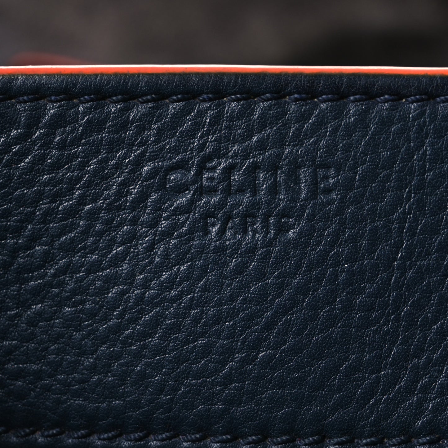 Supple Calfskin Large Phantom Luggage Navy Blue Orange