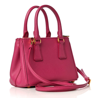 Prada Saffiano Lux Micro Galleria Double Zip Tote Fuxia 3 of 12