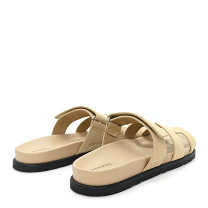 Hermes Suede Goatskin Womens Chypre Sandals 38 Beige Sable 5 of 10