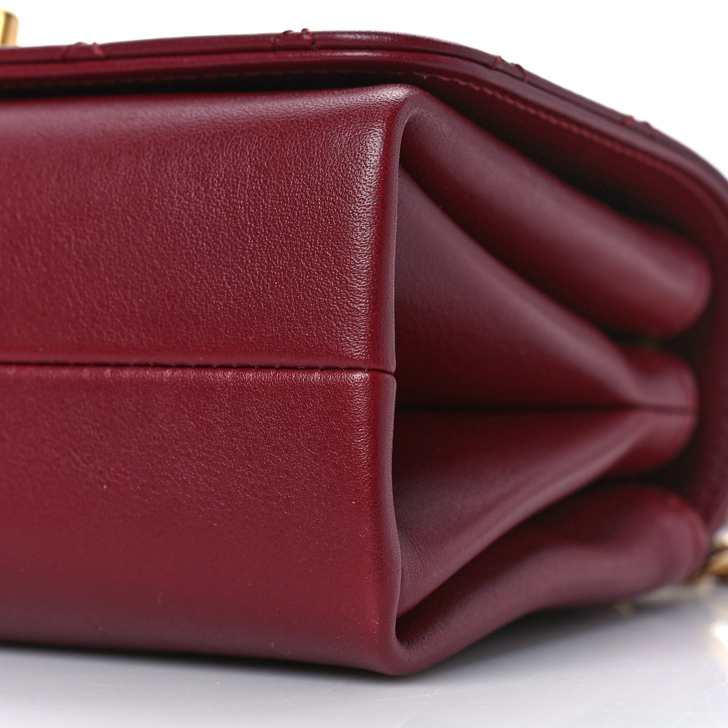 Calfskin Quilted Pearl Jewel Chain Flap Red