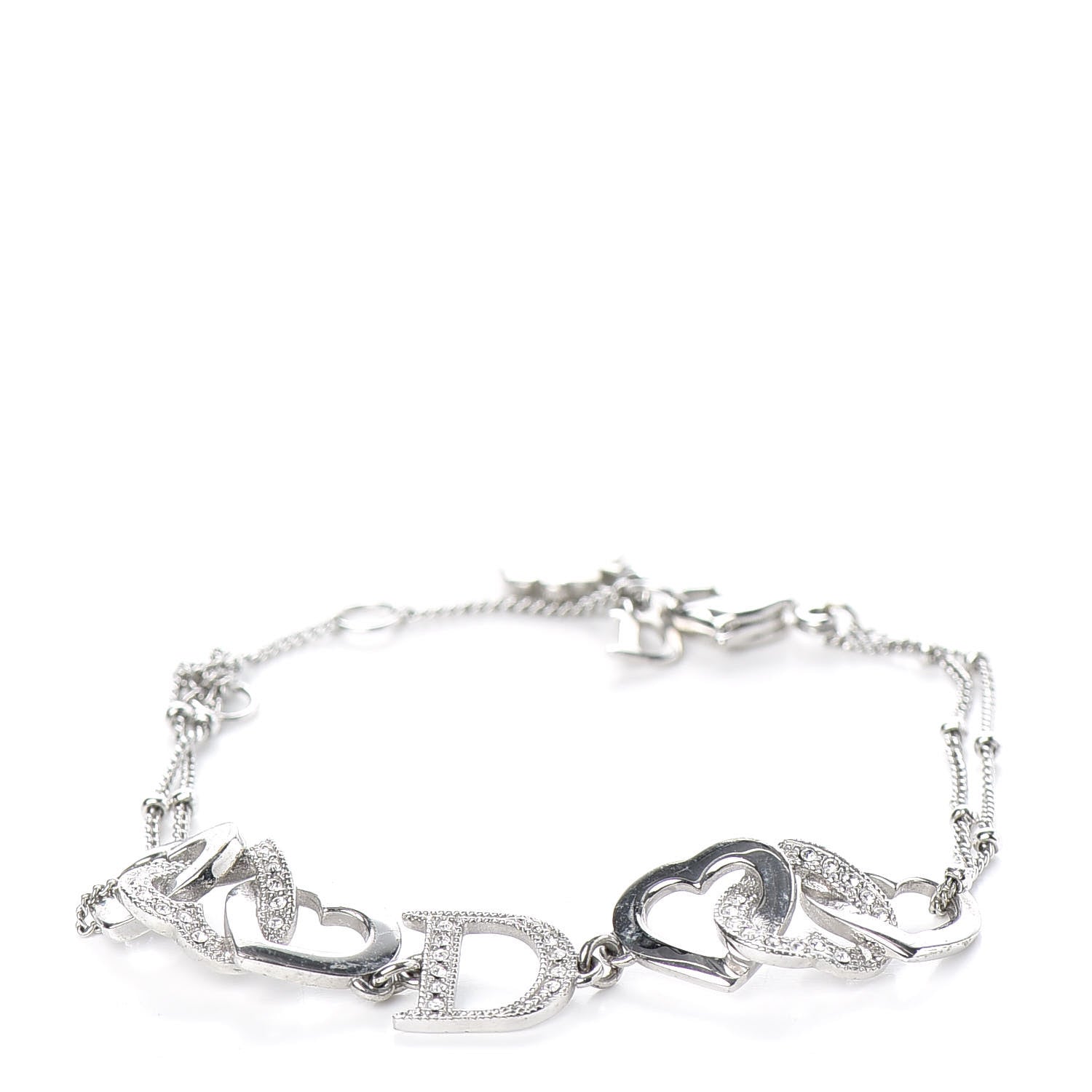 Christian Dior Crystal Heart Bracelet Silver 1 of 4