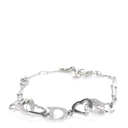 Christian Dior Crystal Heart Bracelet Silver 1 of 4
