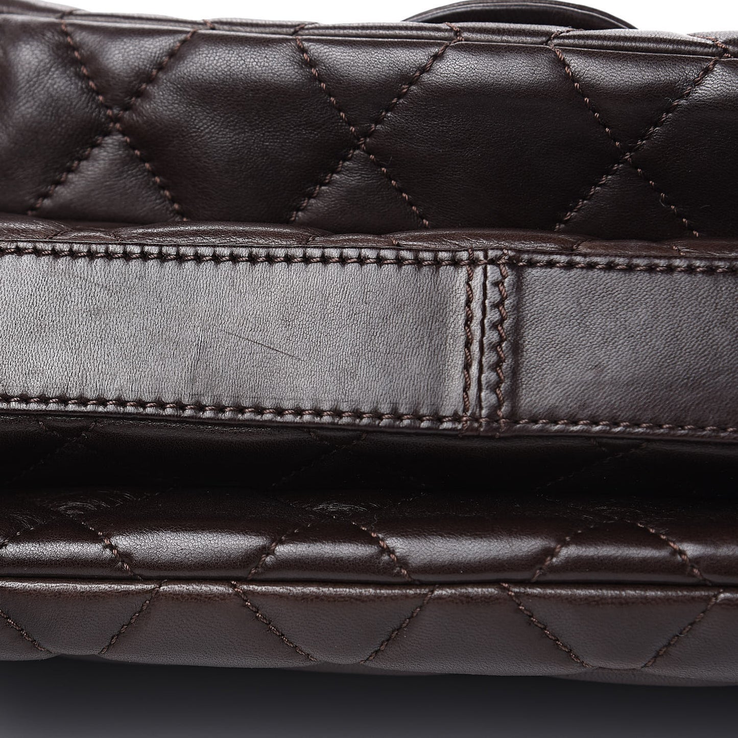Lambskin Quilted Large 3 Flap Brown
