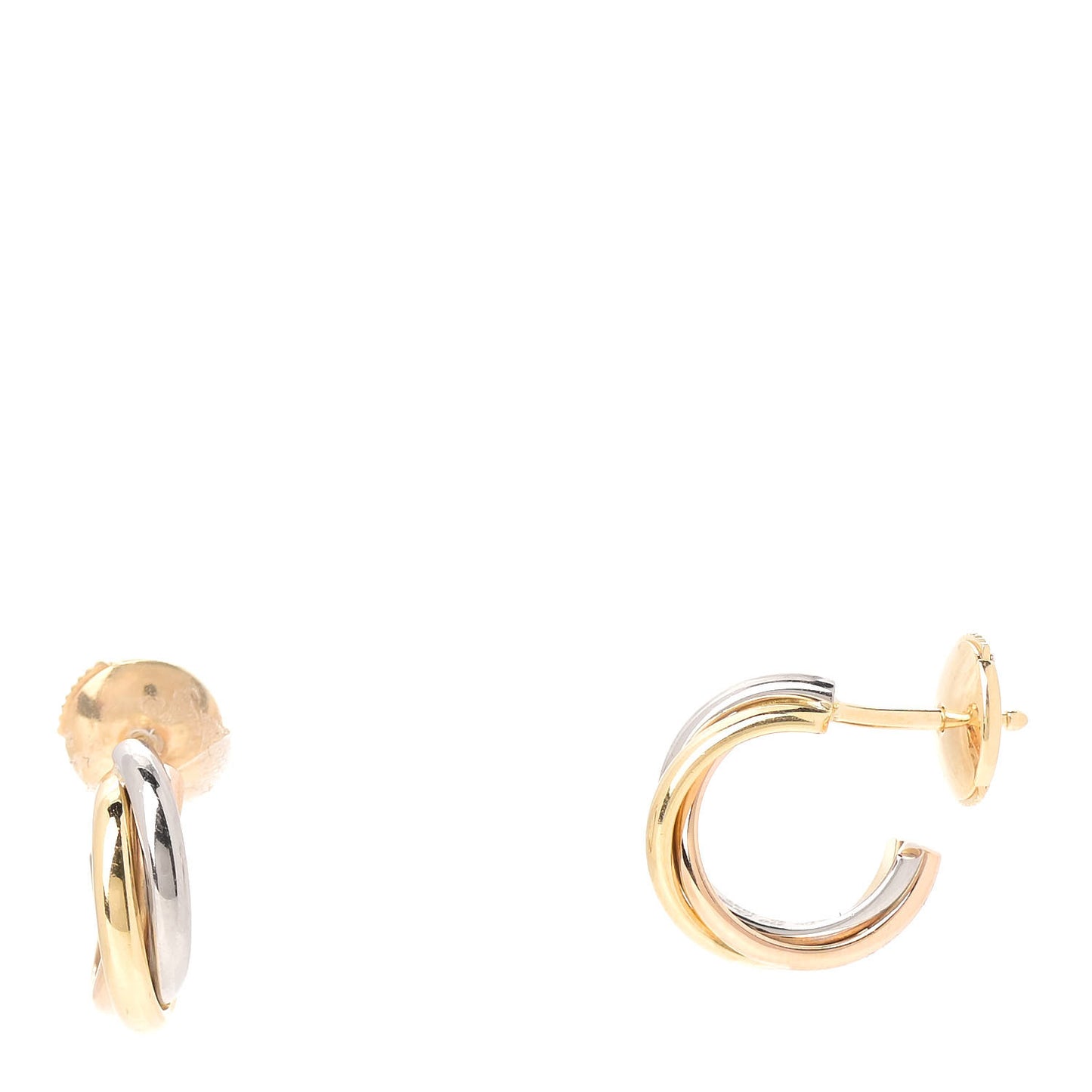 18K Pink Yellow White Gold Small Trinity Hoop Earrings