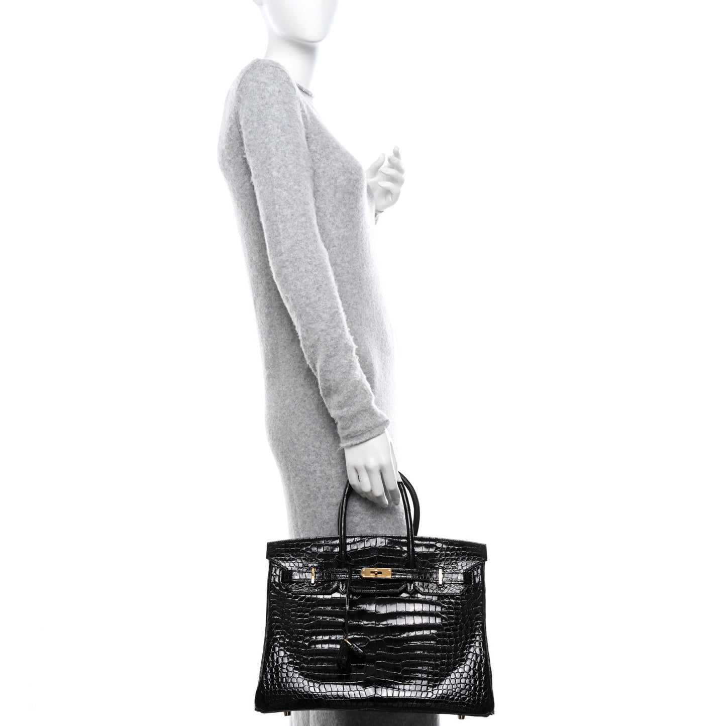Shiny Porosus Crocodile Birkin 35 Black