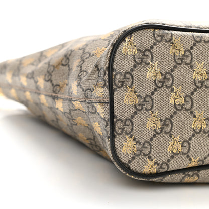 Gucci Soft GG Supreme Monogram Bees Small Crossbody Tote Beige Oro Black 9 of 13