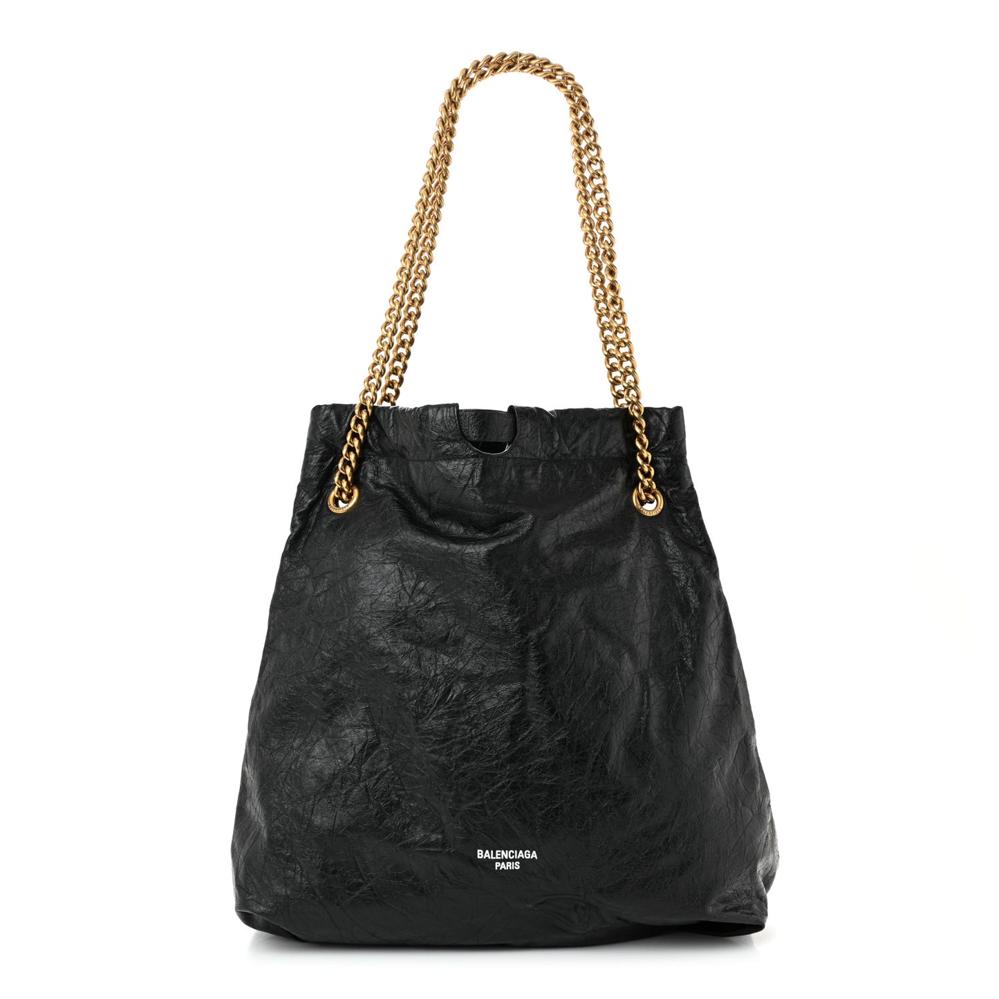 Crushed Calfskin Crush Medium Chain Tote  Black