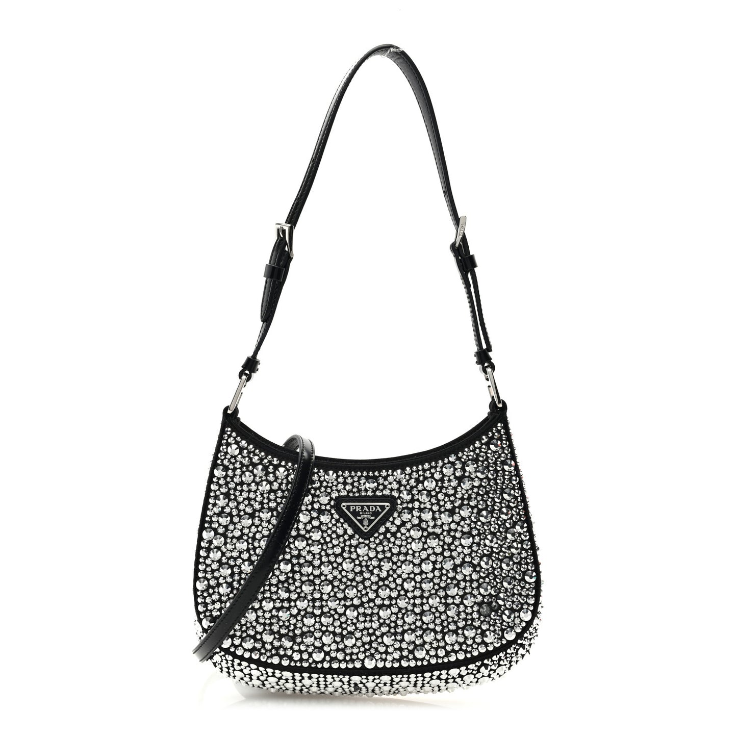Satin Crystal Cleo Adjustable Strap Shoulder Bag Metal