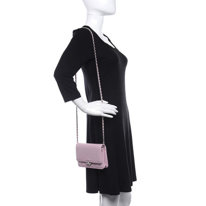 Chanel Grained Calfskin Quilted CC Box Wallet On Chain WOC Light Pink 2 of 11