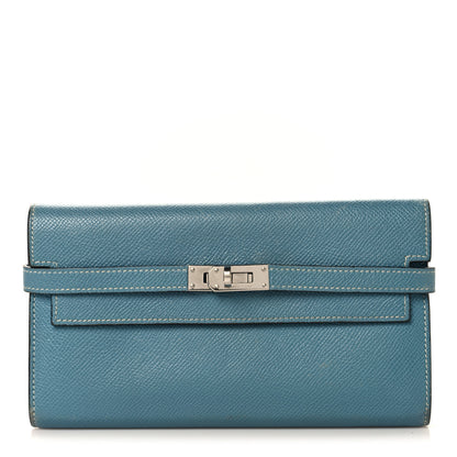 Hermes Epsom Kelly Longue Wallet Blue Jean 1 of 13