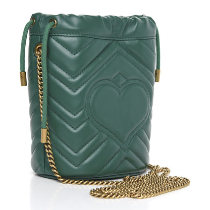 Gucci Calfskin Matelasse Mini GG Marmont 2.0 Bucket Bag Emerald Green 3 of 10