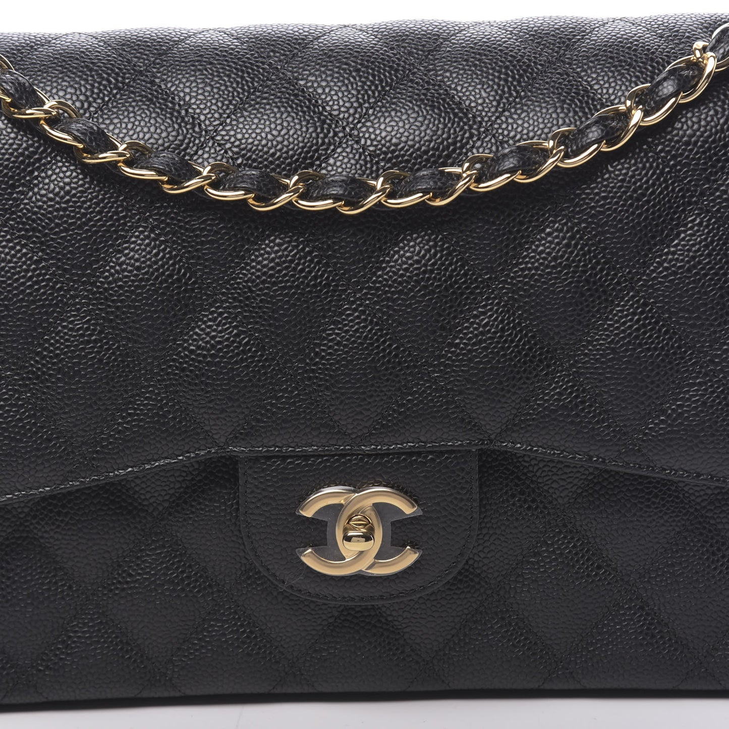 Caviar Quilted Jumbo Double Flap Black