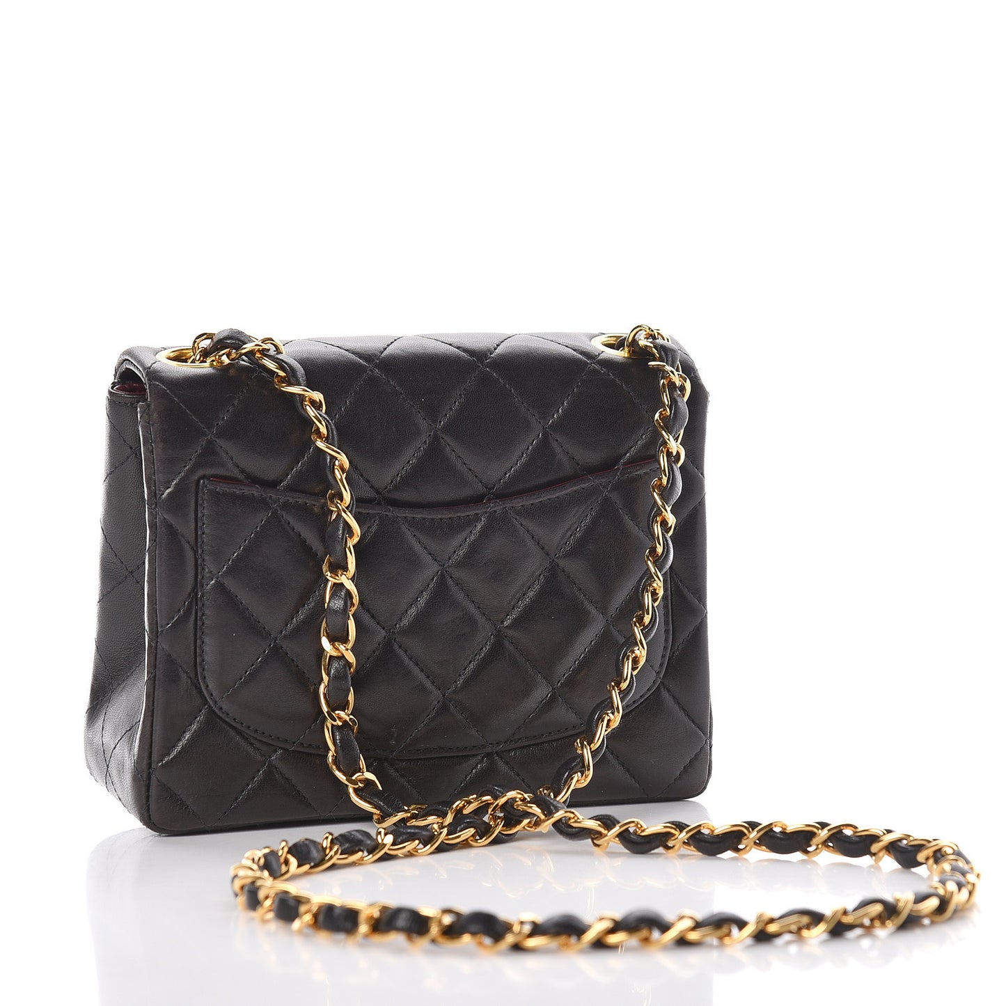 Lambskin Quilted Mini Square Flap Black