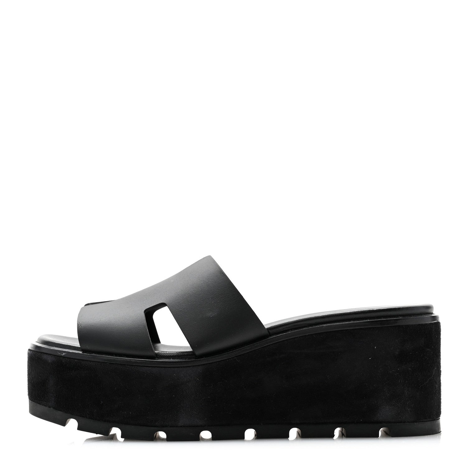 Hermes Calfskin Suede Eze 30 Sandals 37 Black 1 of 10