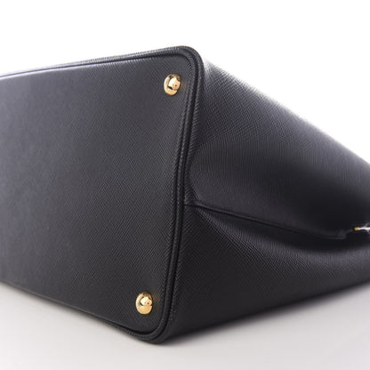 Prada Saffiano Cuir Large Double Bag Black Fuoco 6 of 8